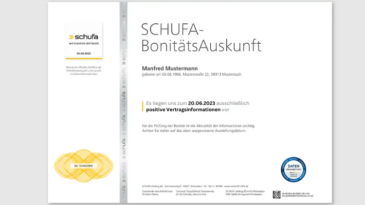 Schufa-BonitätsAuskunft ausschließlich positive Vertragsinformationen