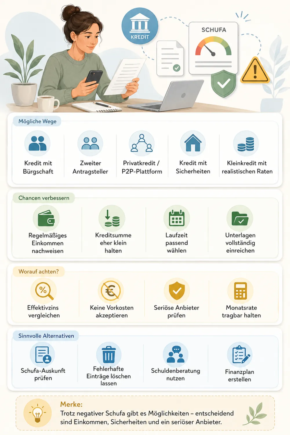 Kredit trotz negativer Schufa – Ihre Optionen Infografik