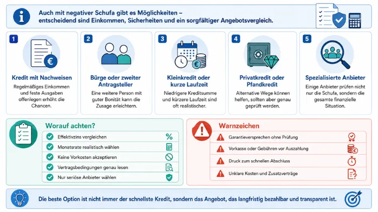 Kredit trotz negativer Schufa – Ihre Optionen