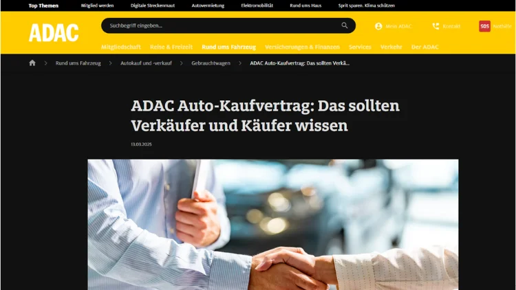 ADAC Kaufvertrag Kostenlose Mustervorlagen für den Autokauf