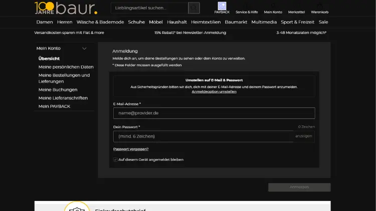Baur Versand Mein Konto Login sicher und einfach nutzen