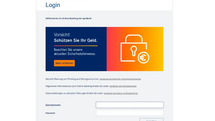 Deutsche Apotheker & Ärztebank apoBank Online Banking Login