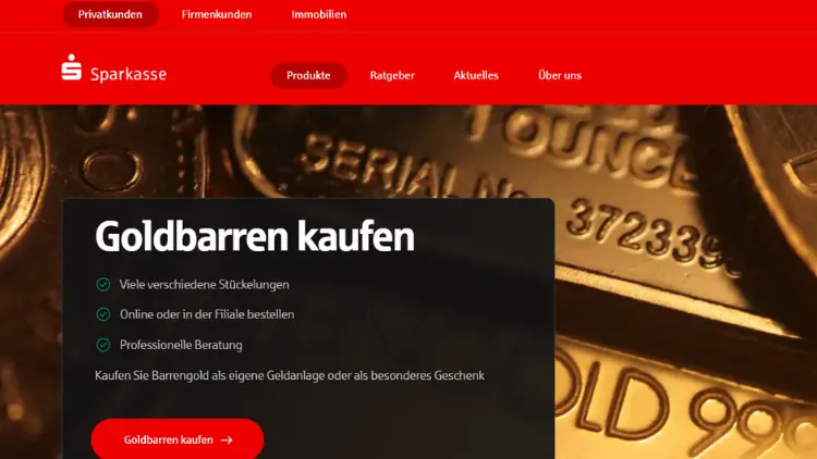 Goldbarren bei der Sparkasse kaufen _ welche gibt es