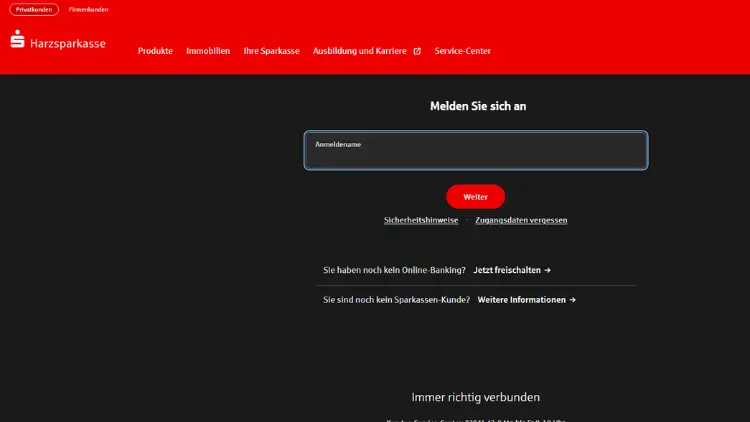 Harzsparkasse Online Banking Login