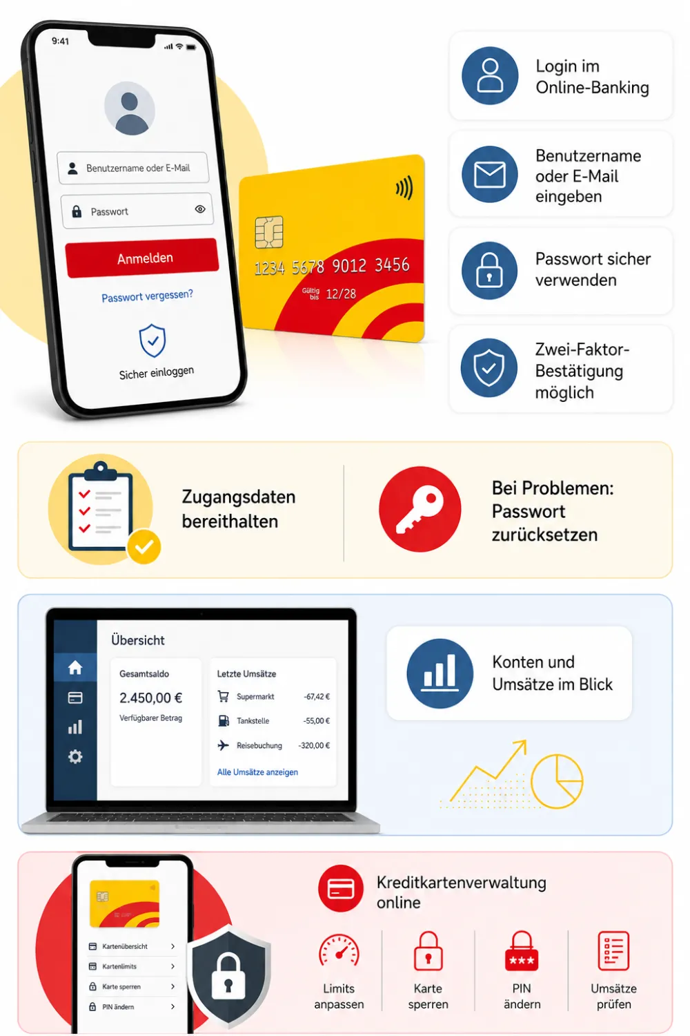 Solaris ADAC-Kreditkarte – Online-Banking-Login Infografik
