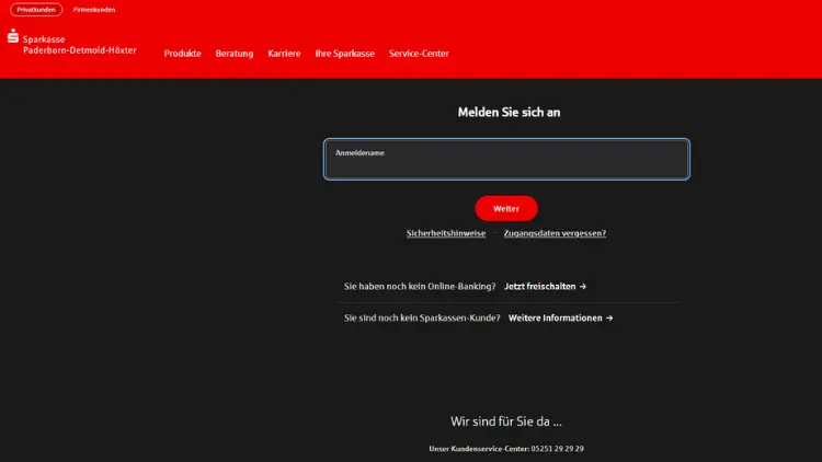Sparkasse Paderborn-Detmold-Höxter PDH Online Banking Login