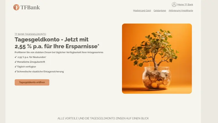TF Bank Tagesgeld – Sicheres Tagesgeldkonto nutzen