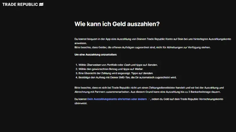 Trade Republic Auszahlung Dauer & Gebühren
