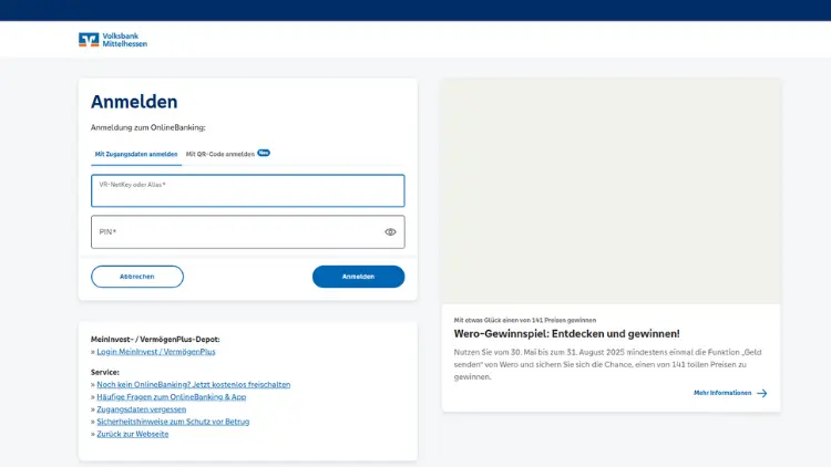 Volksbank Mittelhessen VB Mittelhessen Online Banking Login